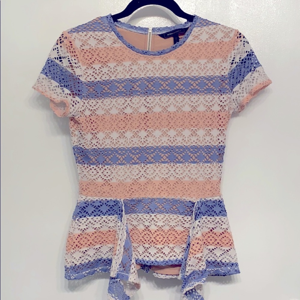 BCBG Eyelet peplum top